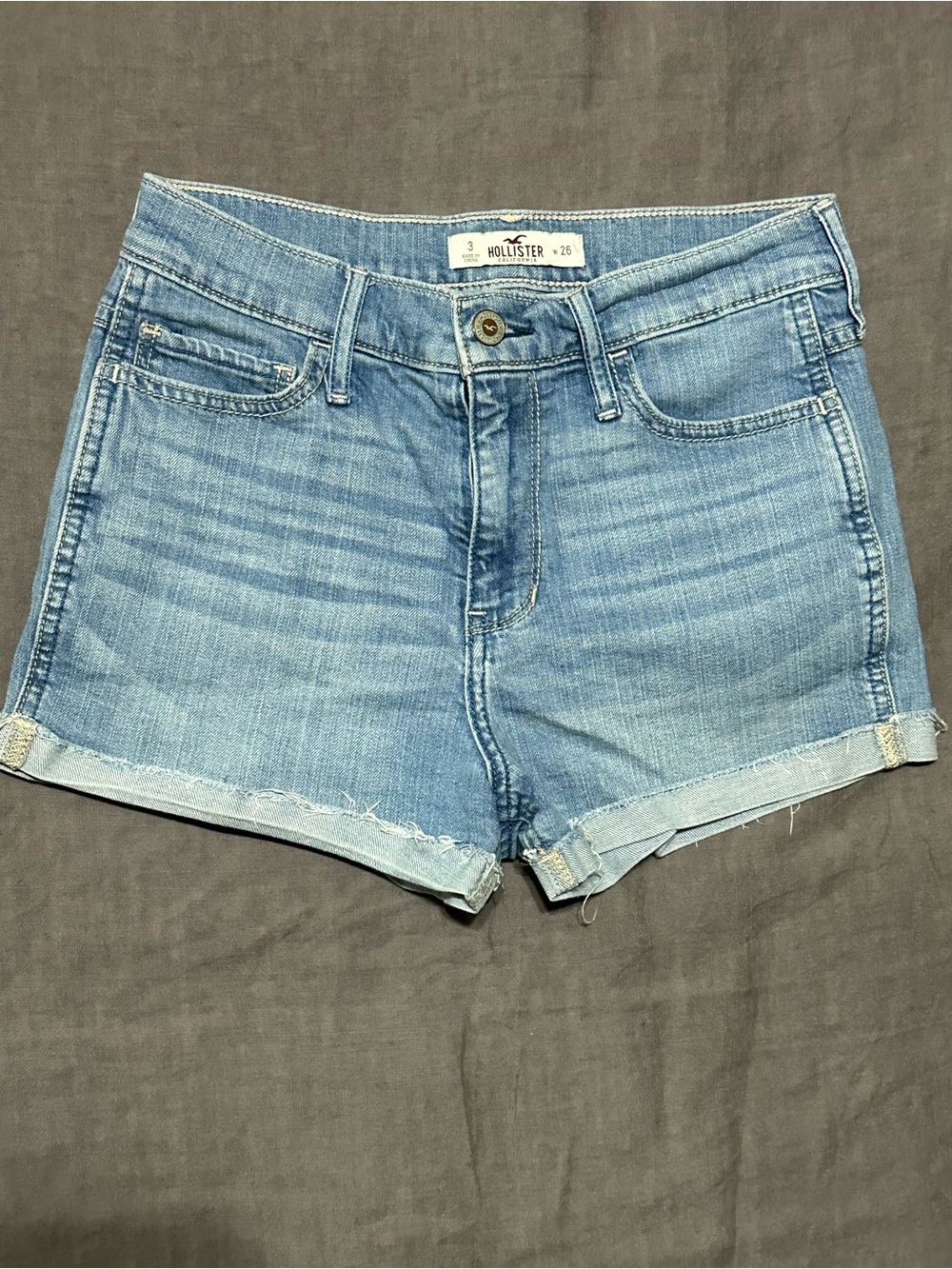 Hollister Light Wash Rolled Hem Denim Shorts